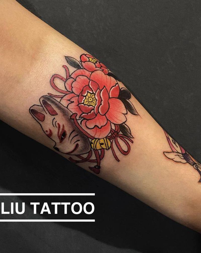 狐面纹身图片_手臂Old School纹身图案