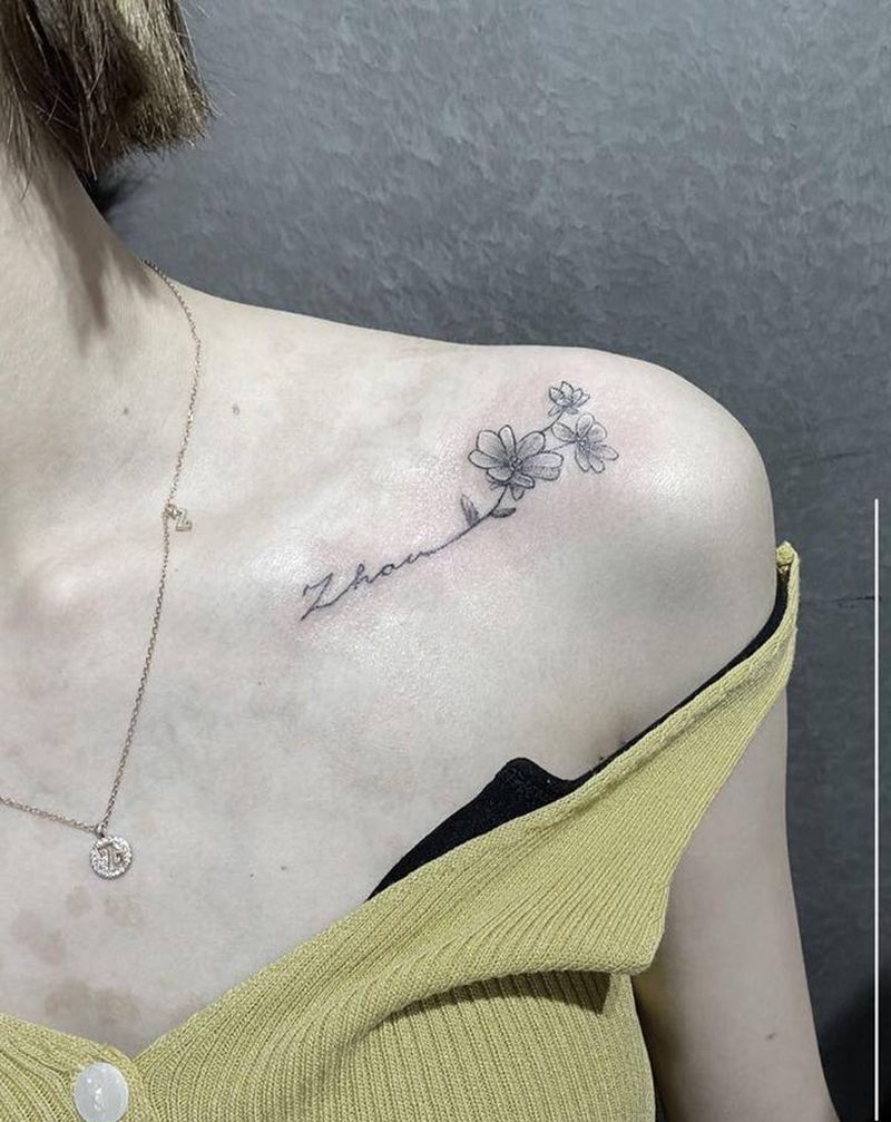 小清新纹身图片_肩部纹身图案