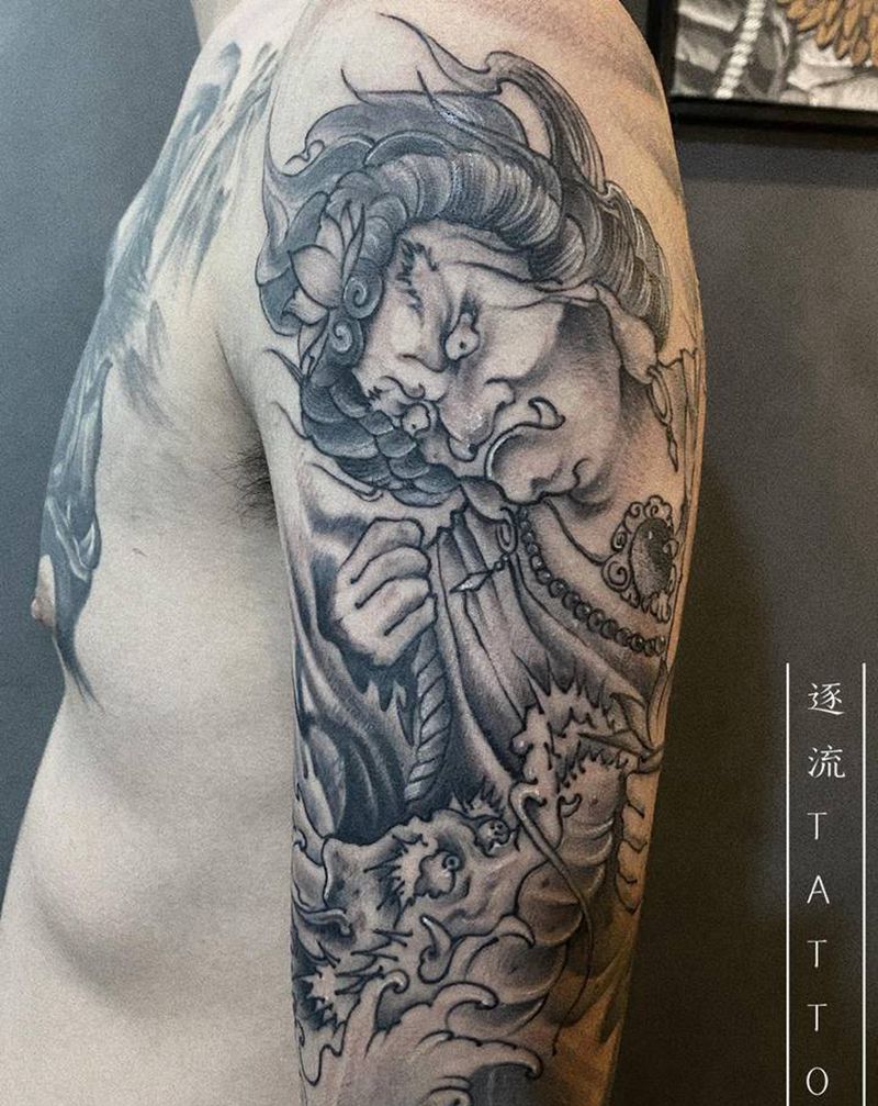 明王纹身图片_手臂新传统纹身图案