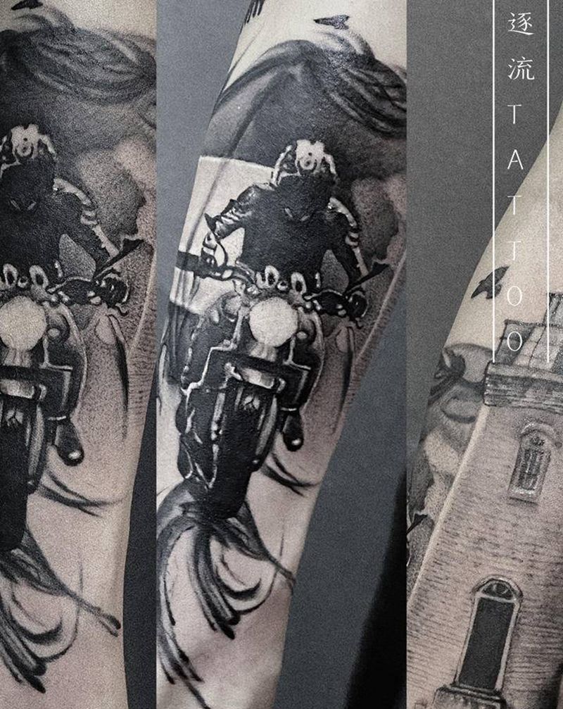 自由纹身图片_手臂水墨写实纹身图案