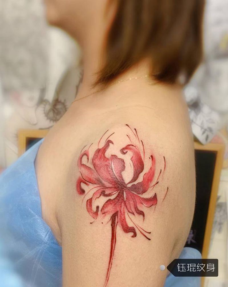 彼岸花遮盖疤痕纹身图片_手臂纹身图案