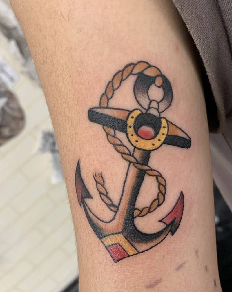 船锚纹身图片_Old School纹身图案