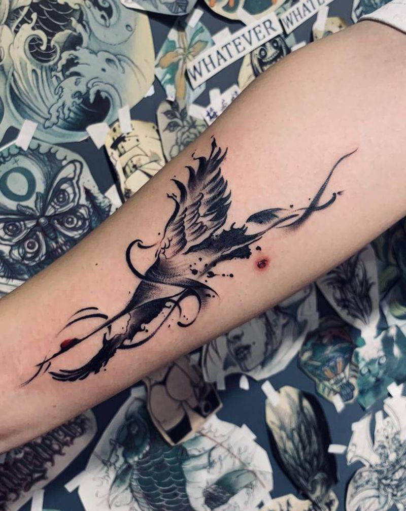 鹤纹身图片_手臂纹身图案