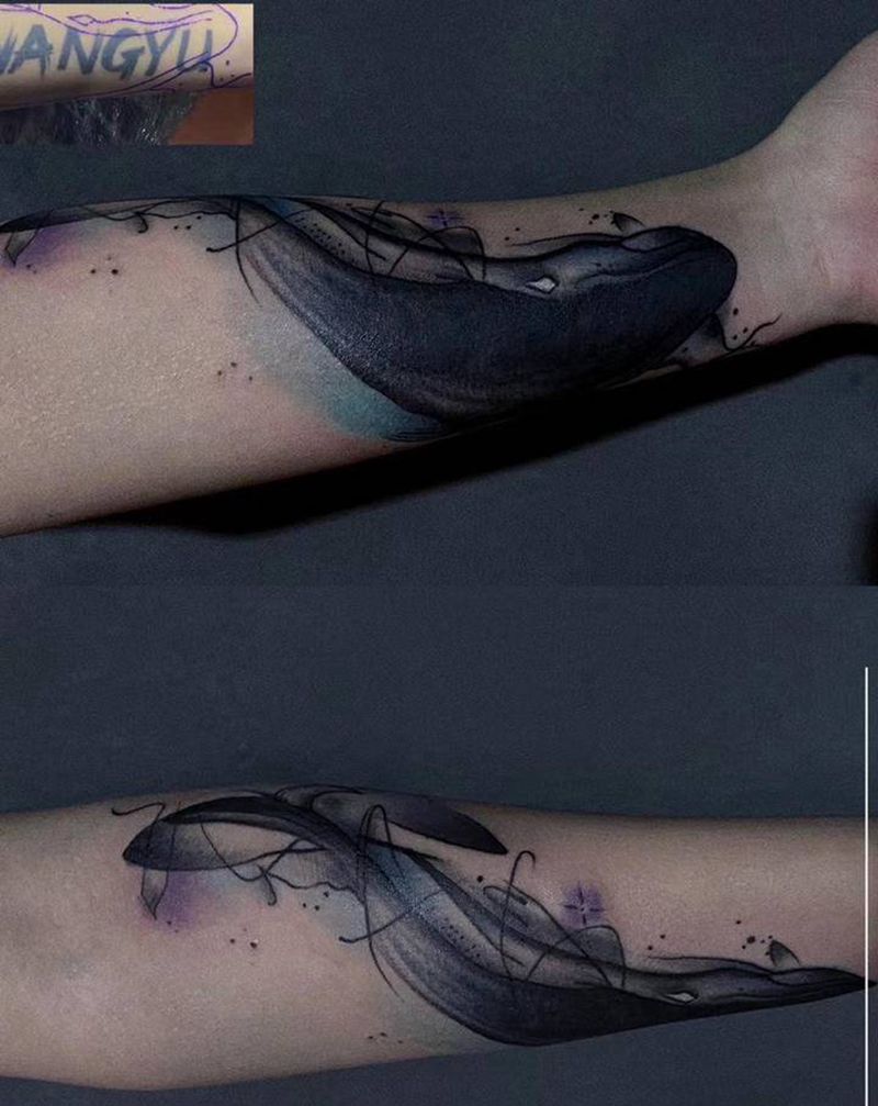 遮盖纹身图片_手臂水墨纹身图案