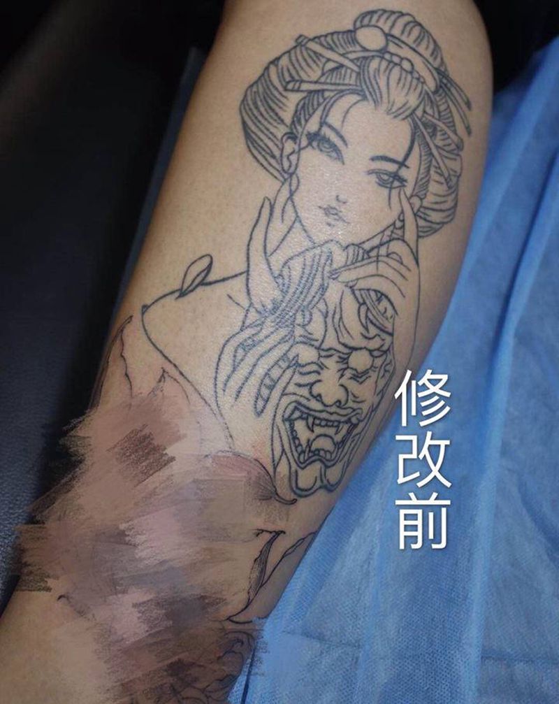 修改艺妓纹身图片_腿部纹身图案