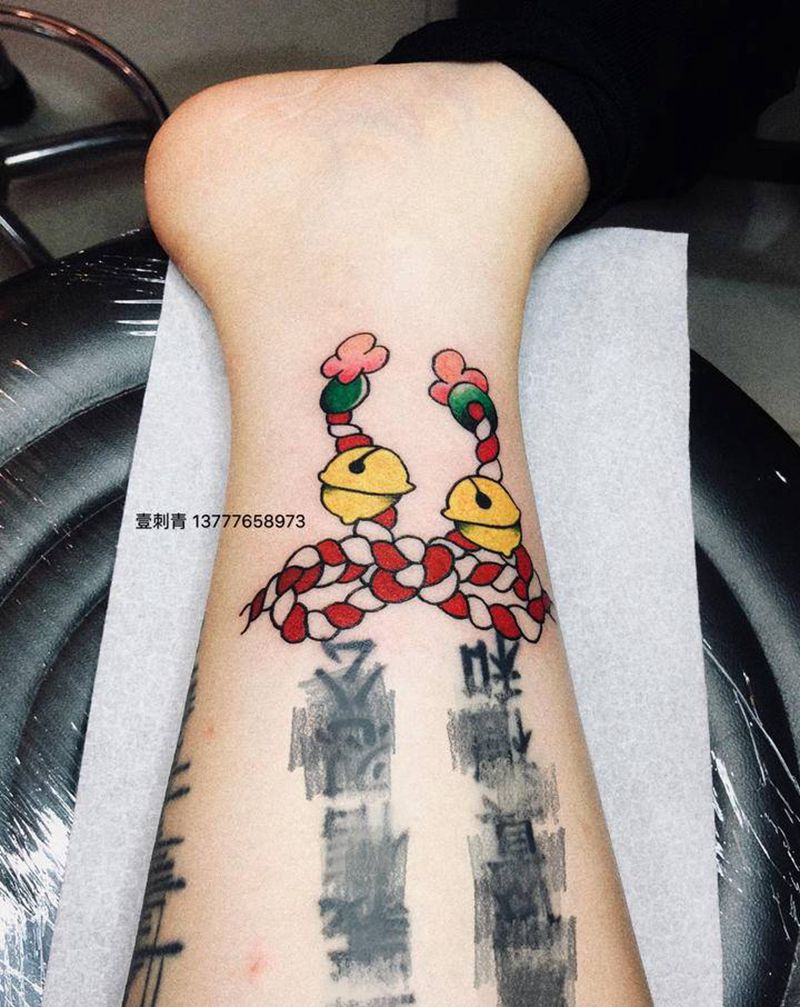 日式结纹身图片_腿部纹身图案