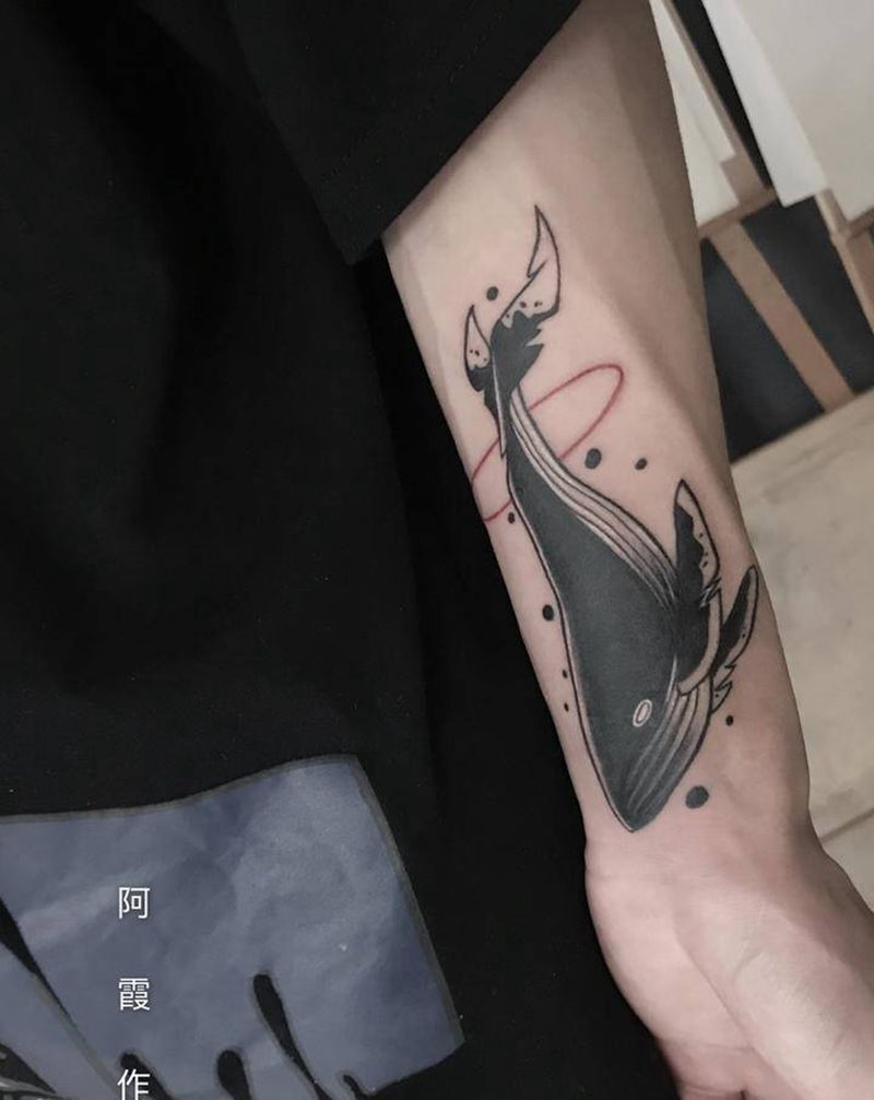 遮盖鲸鱼纹身图片_手臂纹身图案