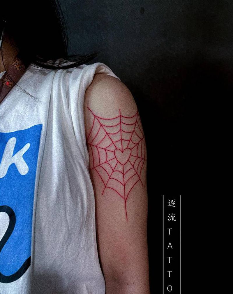 蜘蛛网纹身图片_手臂几何纹身图案