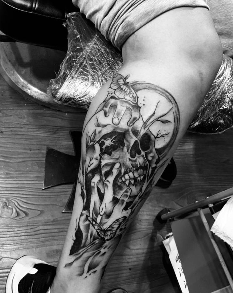 死神纹身图片_脚部纹身图案