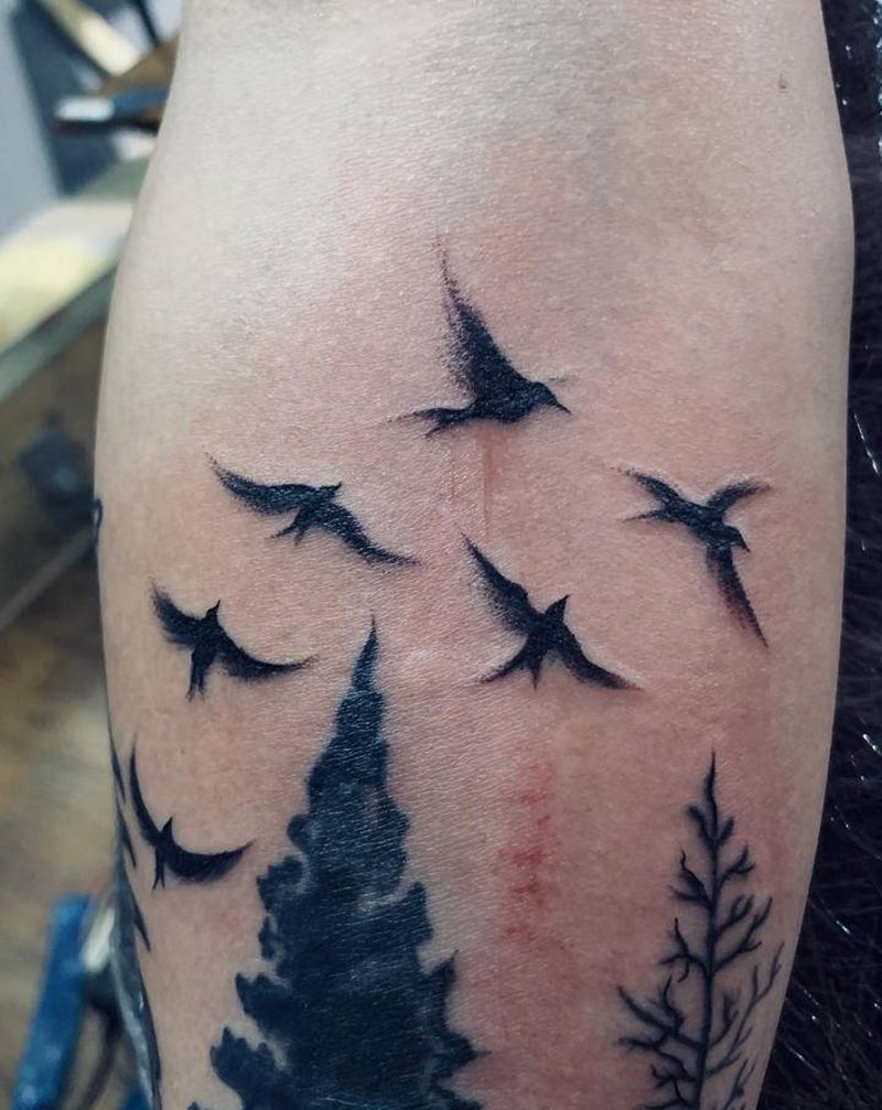 小鸟纹身图片_手臂纹身图案