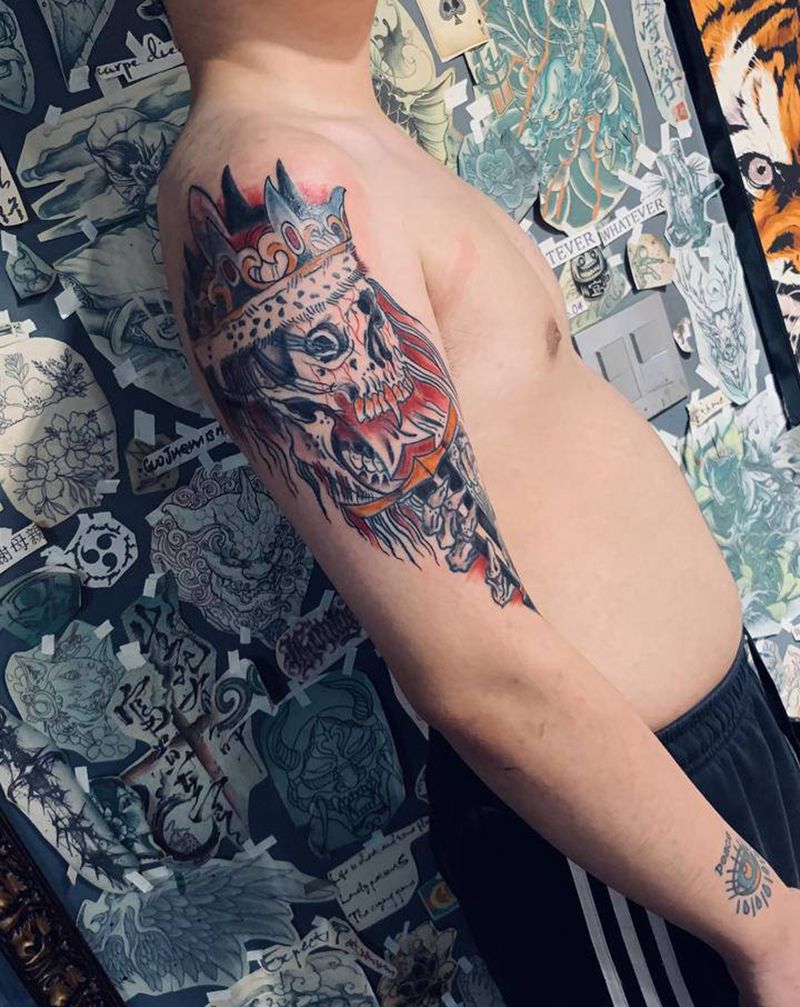 Oldschool骷髅纹身图片_手臂纹身图案