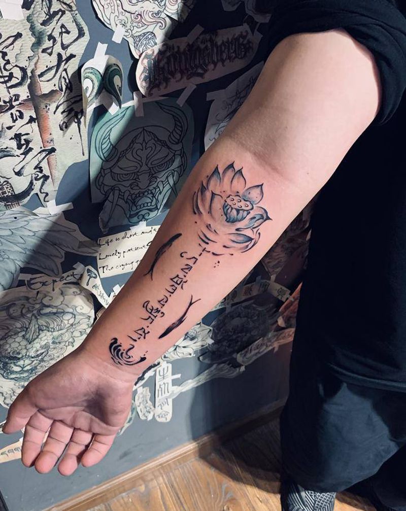 莲说纹身图片_手臂纹身图案