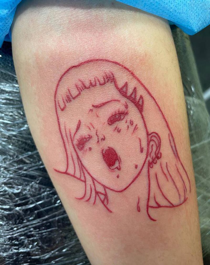 漫画女孩纹身图片_手臂几何纹身图案