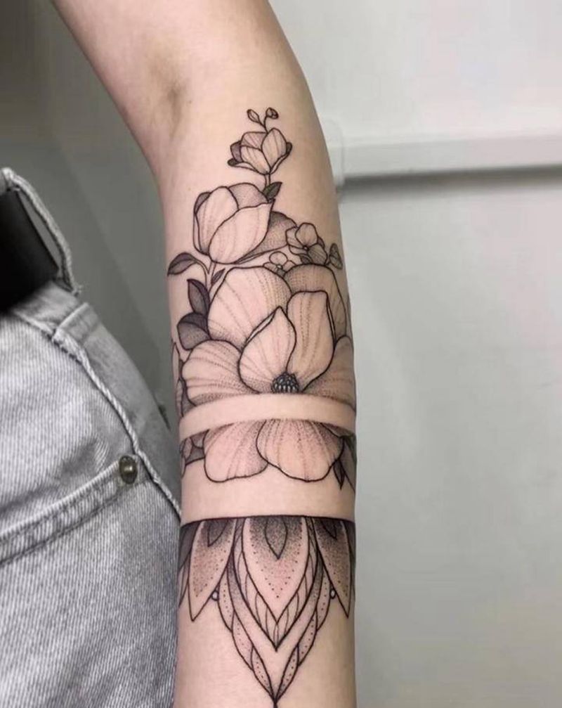 素花纹身图片_手臂纹身图案