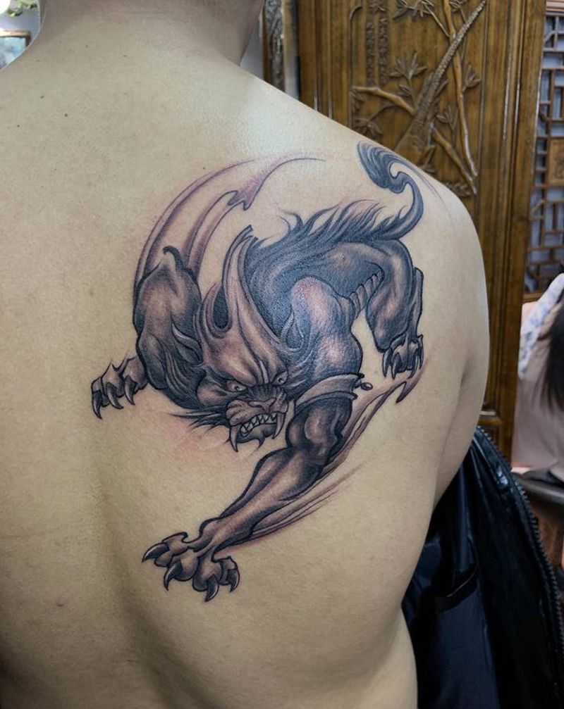 貔貅纹身纹身图片_胸部纹身图案