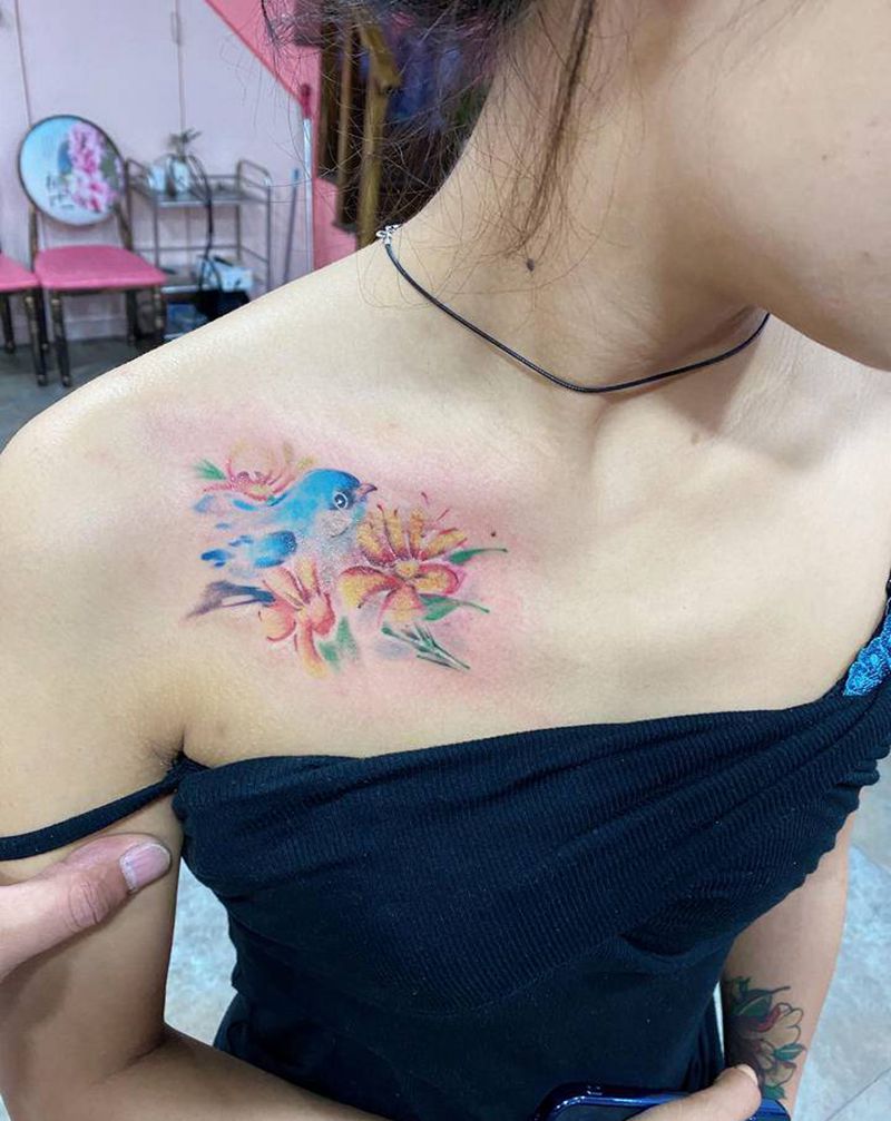 遮盖纹身图片_胸部纹身图案