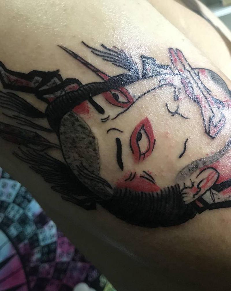 生首纹身图片_手臂老传统纹身图案