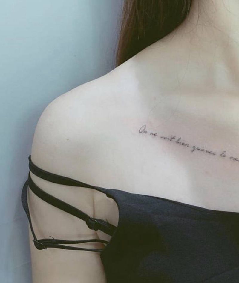 锁骨小英文纹身图片_花体字纹身图案