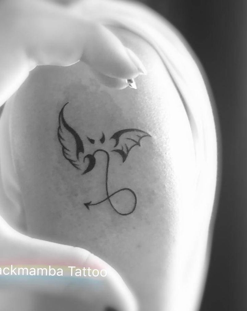 摩羯座纹身图片_手臂图腾小清新星座纹身图案