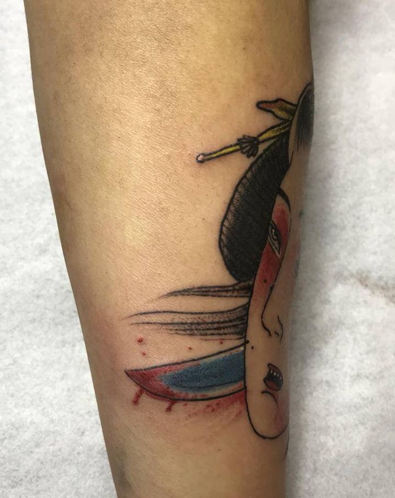 生首纹身图片_手臂老传统纹身图案