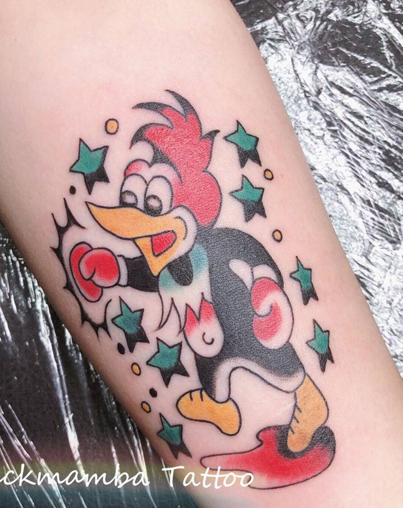 卡通小鸡纹身图片_手臂New School卡通鸡纹身图案