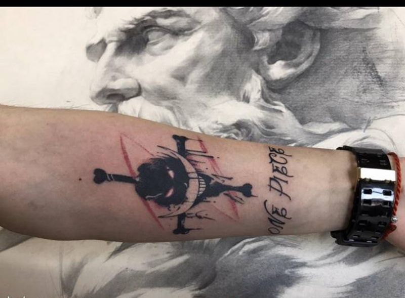 海贼王白胡子纹身图片_手臂新传统纹身图案
