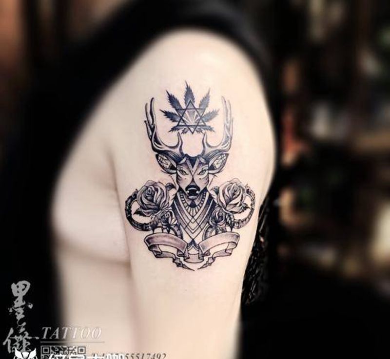 手臂鹿tattoo纹身图片_手臂纹身图案