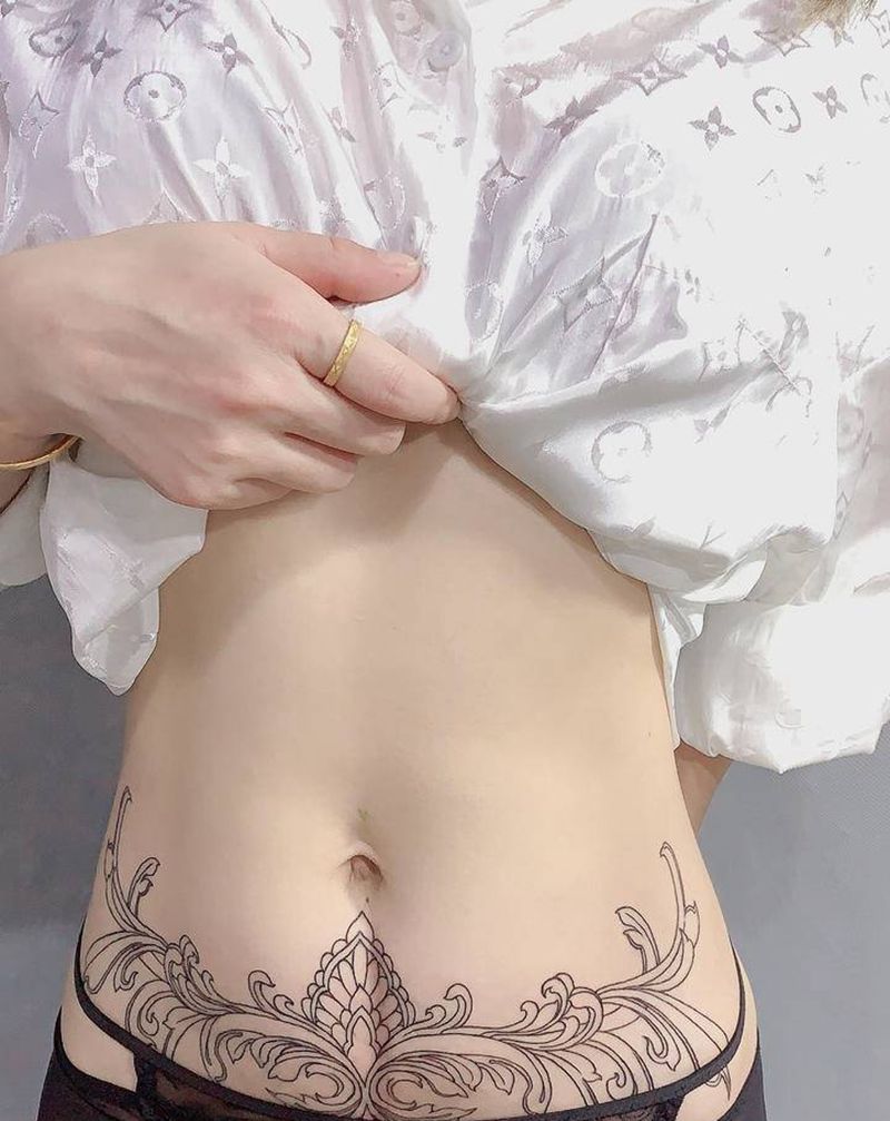 遮盖疤痕纹身图片_腹部New School遮盖疤痕纹身图案