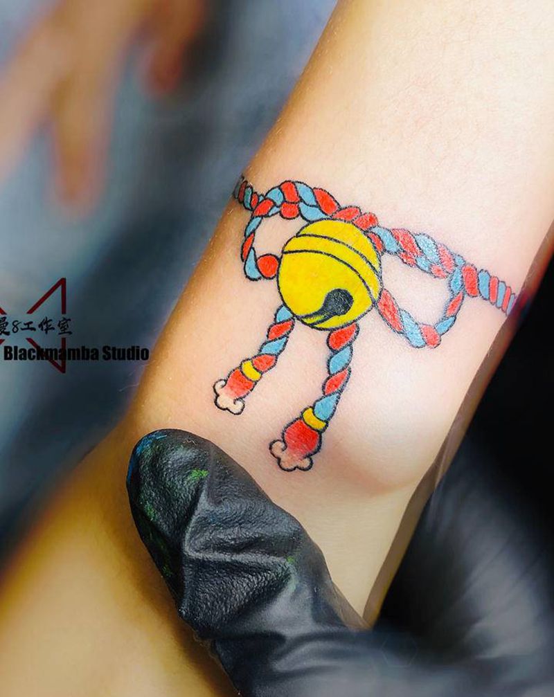 遮疤～铃铛手链纹身图片_手臂New School铃铛中国风小清新手链纹身图案