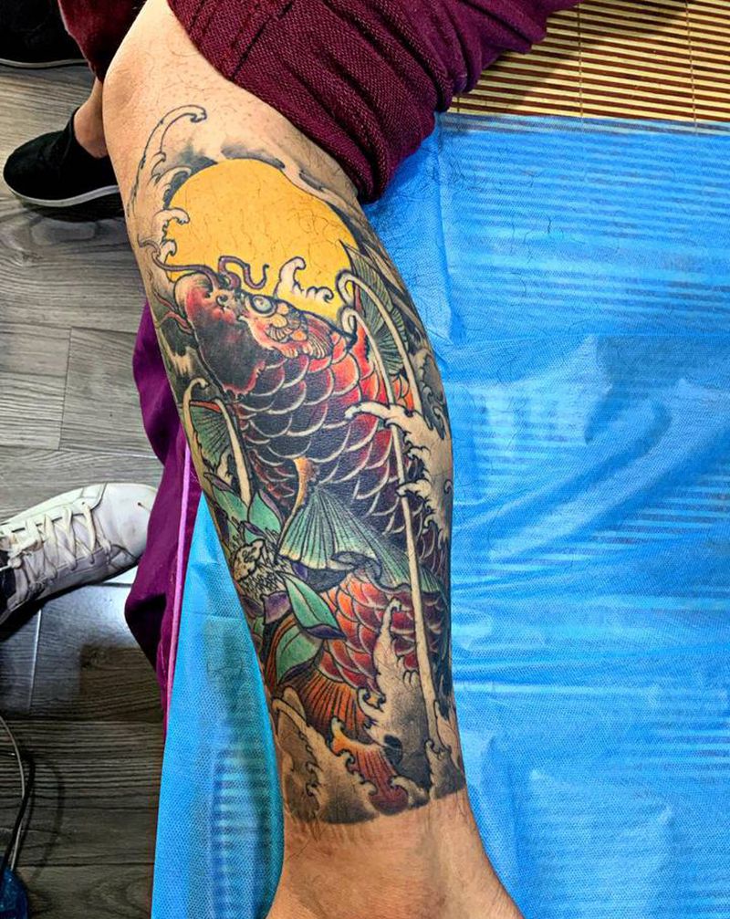 包小腿纹身图片_腿部纹身图案