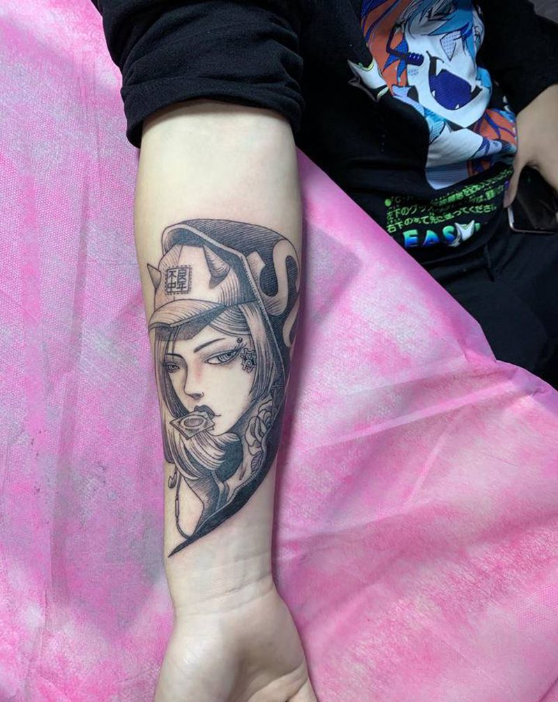 小女孩纹身图片_手臂新传统人物女纹身图案