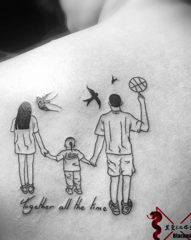Family纹身图片_背部简笔画照片纹身图案