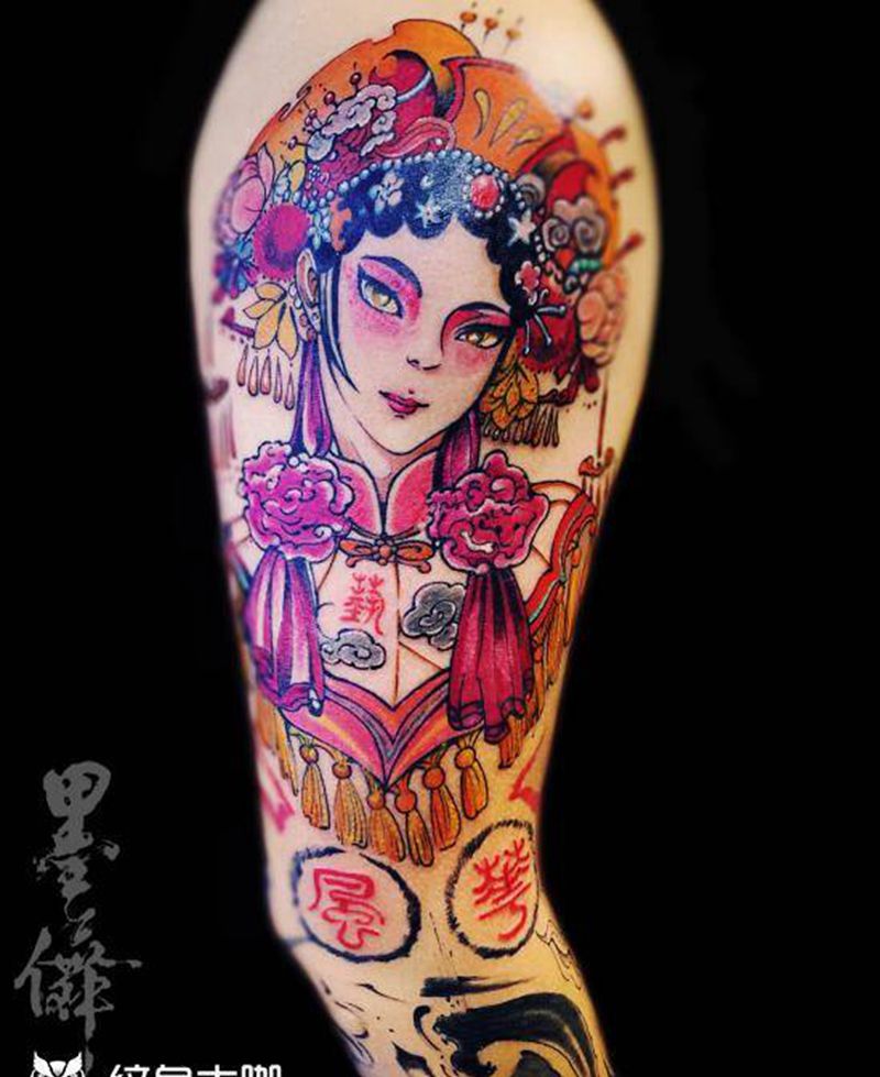 花旦tattoo纹身图片_手臂纹身图案