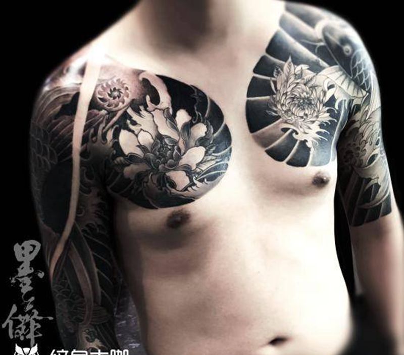 双半胛tattoo纹身图片_手臂胸部纹身图案