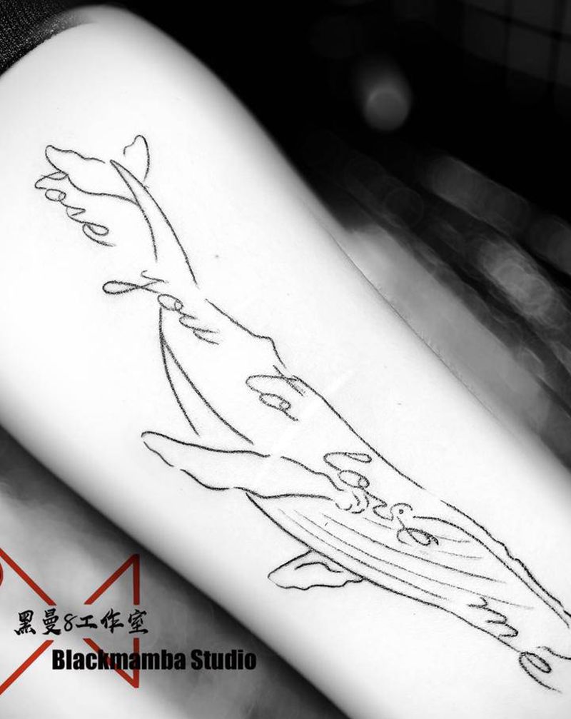 小清新鲸鱼纹身图片_手臂小清新鲸鱼纹身图案