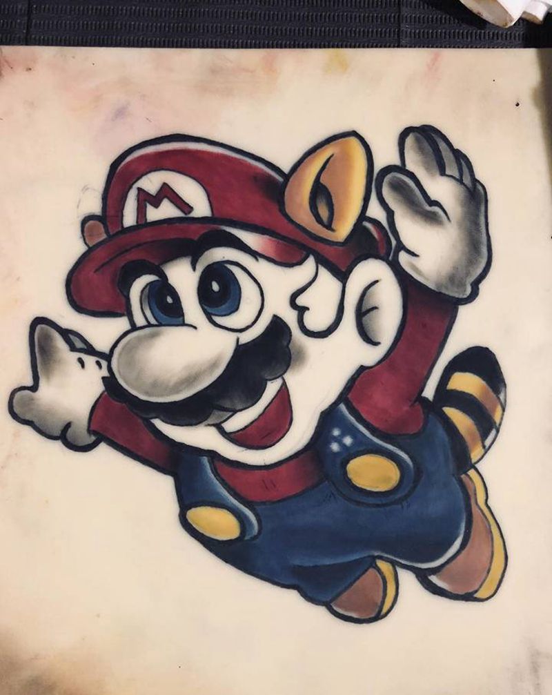 练习2纹身图片_New School马里奥纹身图案
