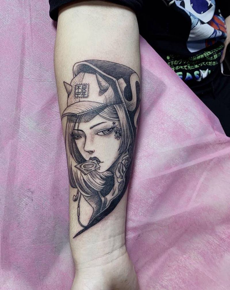 欧美风 人物纹身图片_手臂手部New School欧美写实艺妓暗黑人物纹身图案