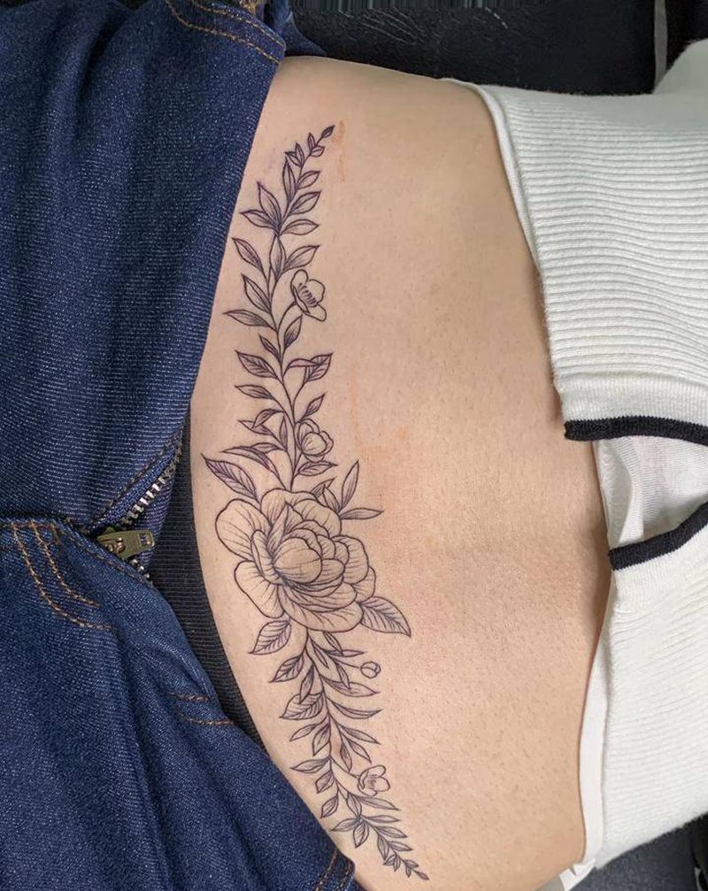 花卉遮盖刨腹产疤痕纹身图片_腹部花遮盖疤痕刨腹产疤痕纹身图案