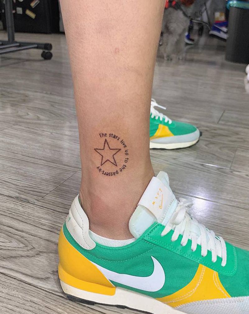 情侣纹身-星星纹身图片_腿部几何星星情侣小清新纹身图案