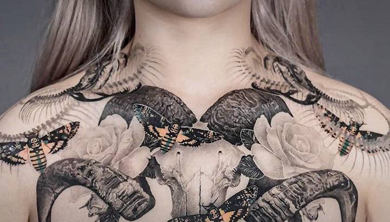 自然刺青處-纪韬 作品纹身图片_胸部欧美写实纹身图案