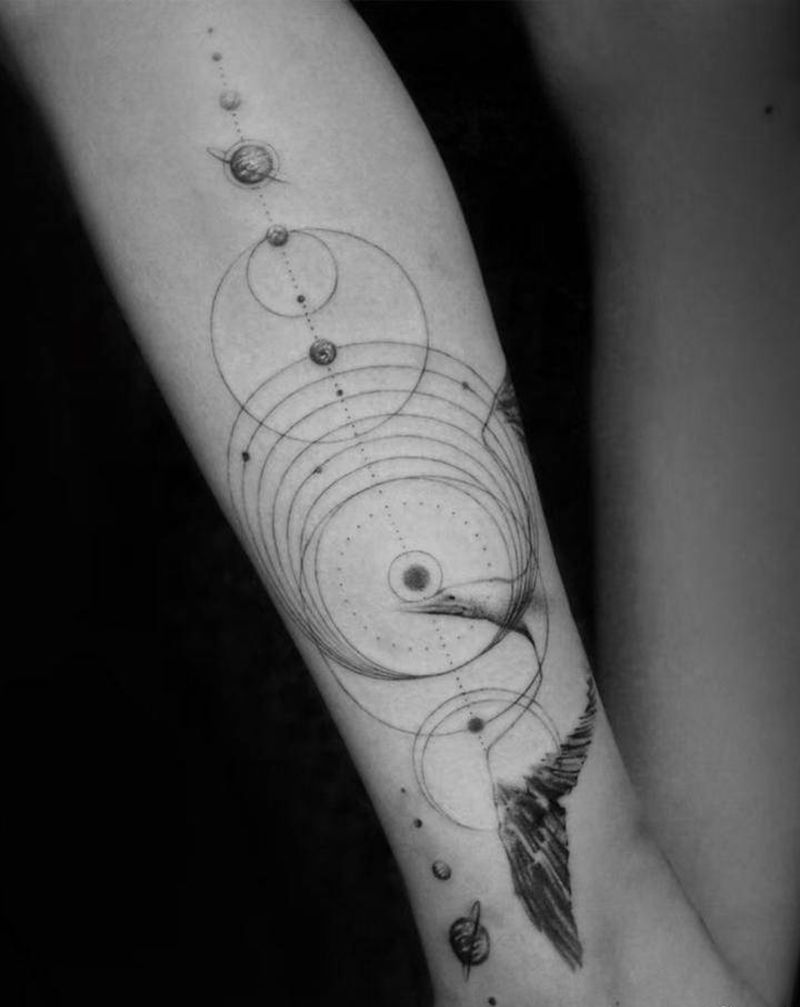 自然刺青處-成为前 作品纹身图片_腿部几何纹身图案