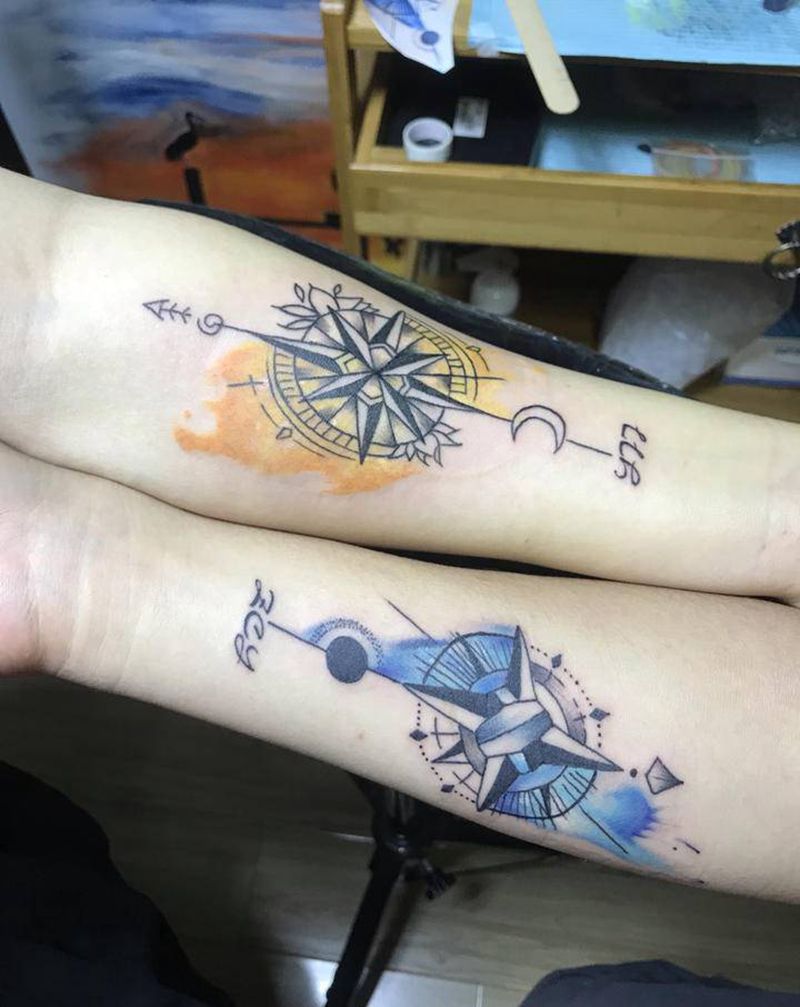 情侣纹身纹身图片_手部水彩纹身图案