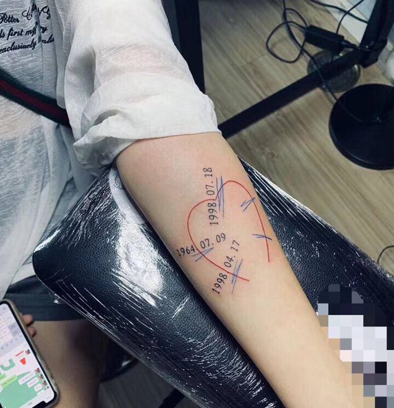 数字拼图纹身纹身图片_手臂几何纹身图案