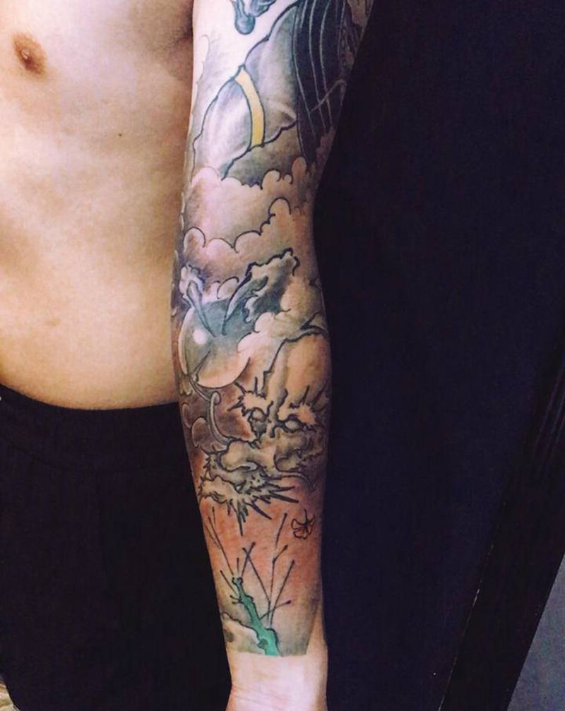 花臂纹身图片_手臂新传统纹身图案