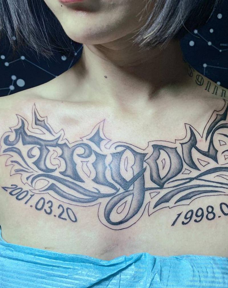 花体纹身图片_颈部纹身图案