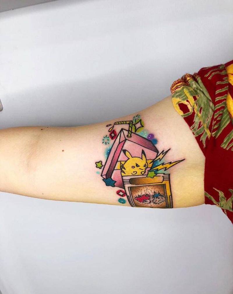 皮卡丘纹身图片_手臂New School纹身图案