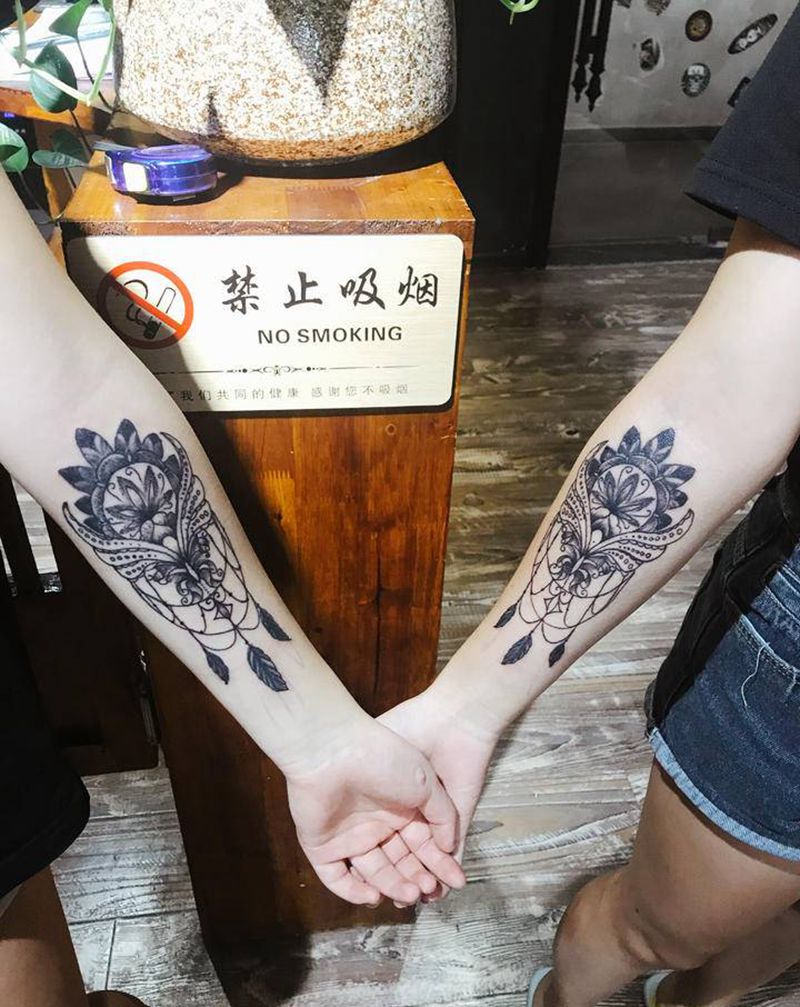 闺蜜纹身图片_手臂几何纹身图案