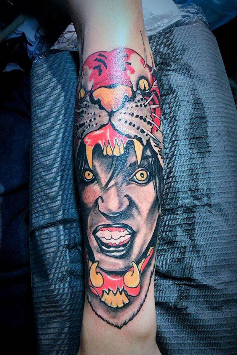 虎纹身图片_手臂New School纹身图案