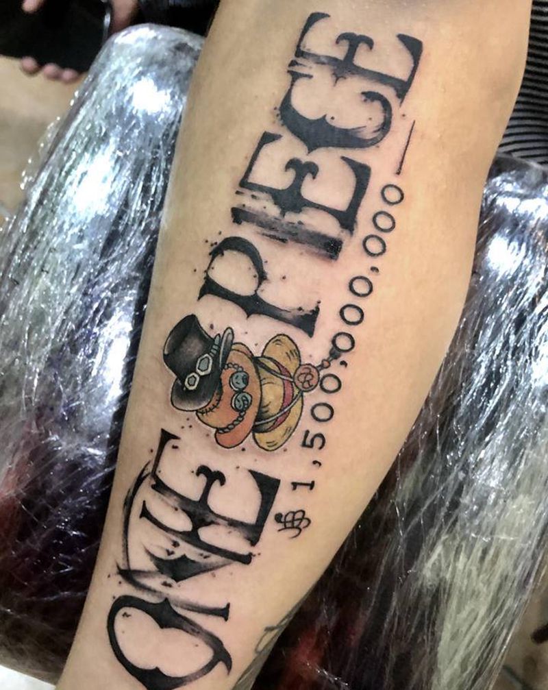 海贼迷纹身图片_手臂花体字纹身图案