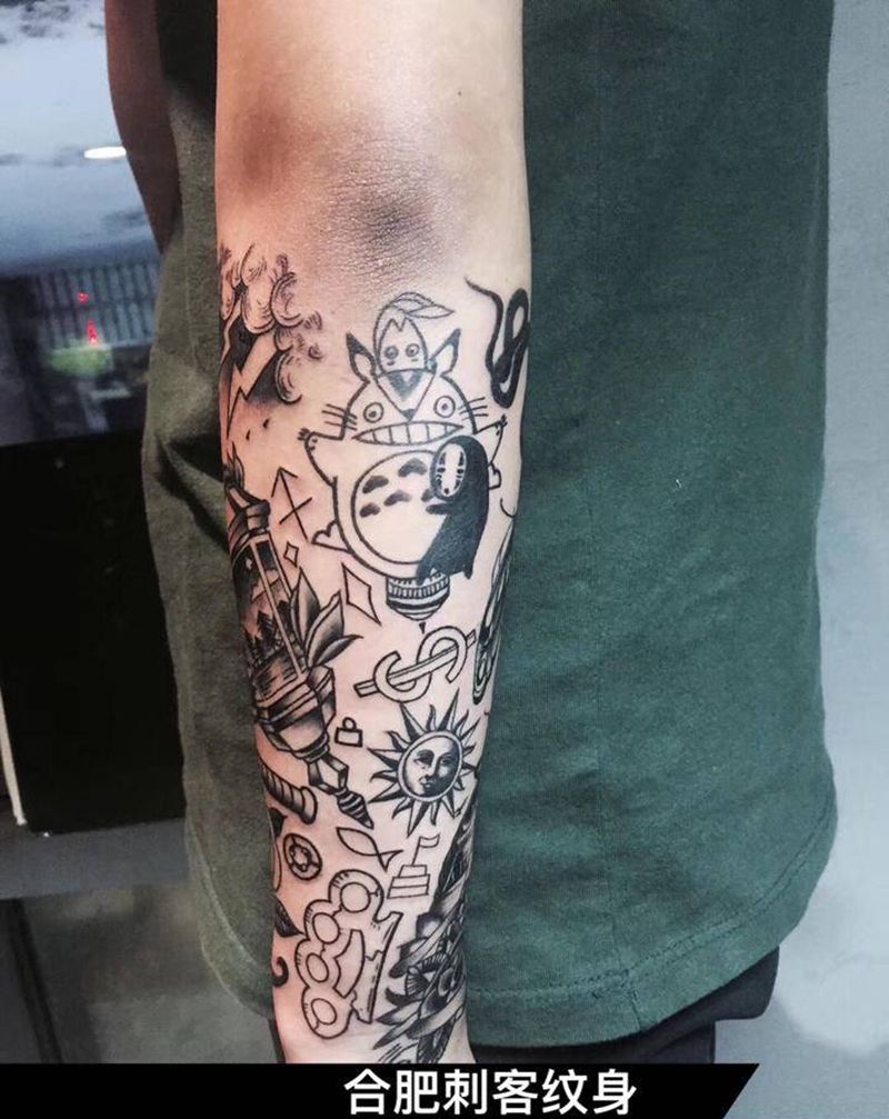 欧美拼接小臂纹身图片_手臂纹身图案